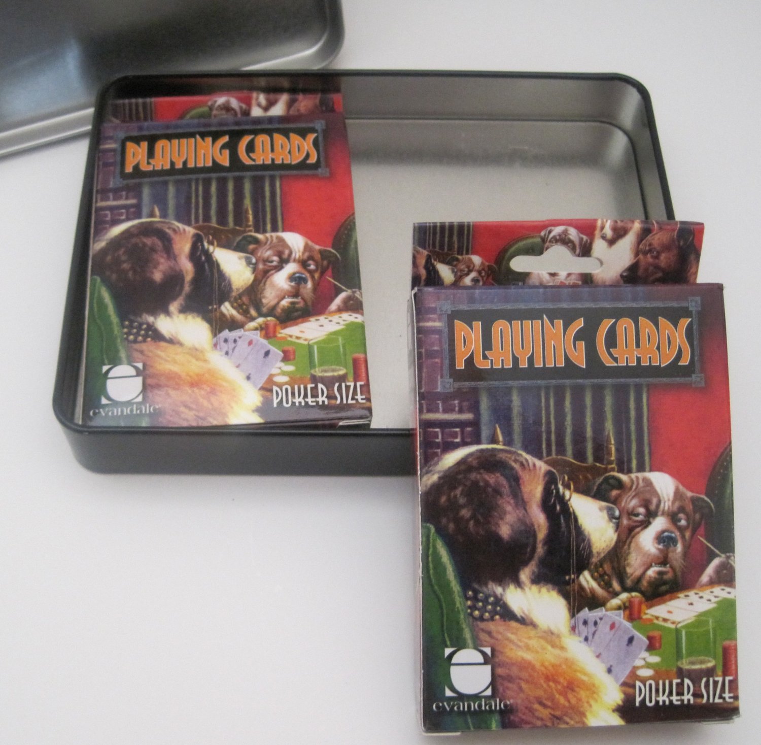 Coolidge Dogs Playing Poker Art Painting 2 Card Decks Tin
