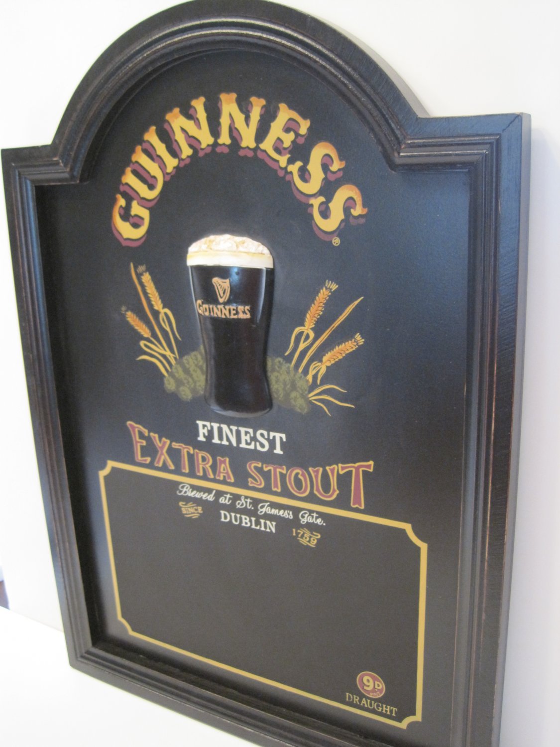 Guinness Irish Draught Beer Pint Glass 3D Pub Chalkboard Bar Sign