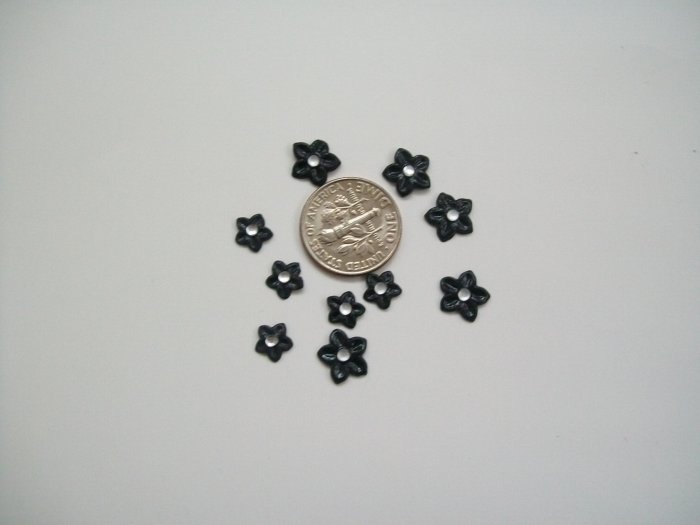 Nail Art 3D Black Fimo Rhinestone Star Flower