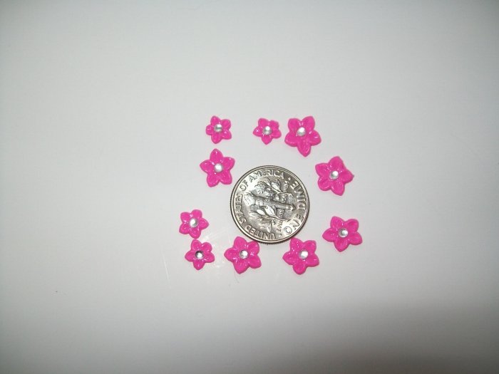 Nail Art 3D Pink Fimo Rhinestone Star Flower