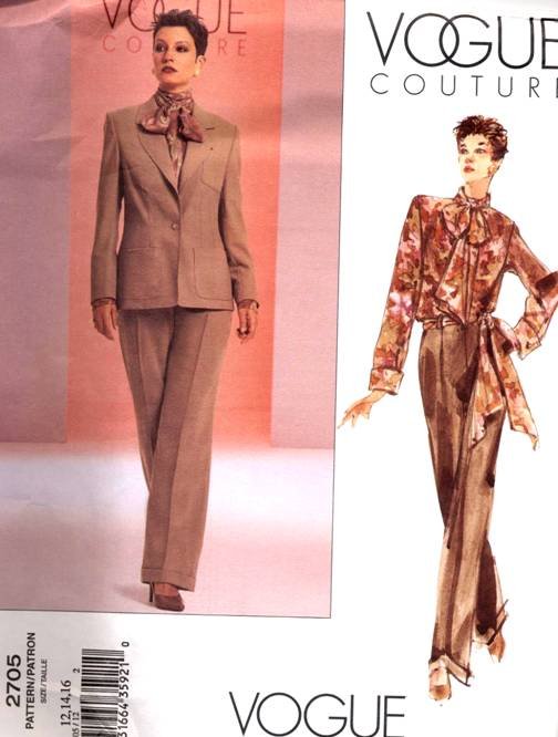 Vogue Pattern 2705 NY NY Pant Suit Size 12-16 OOP