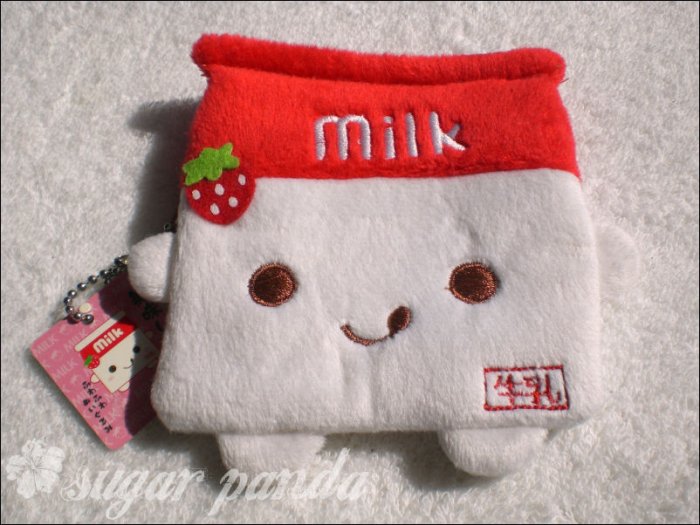 strawberry milk plush coin pouch