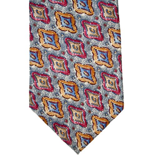 Albert Nipon Gray/Burgundy/Gold/Blue Silk Tie