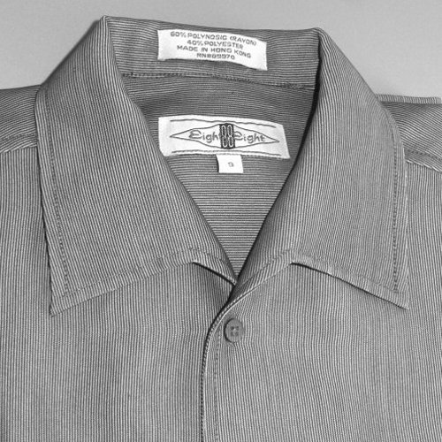 EIGHTY-EIGHT (88) Gray Ribbed Men's Short Sleeve Dress Shirt Size Small (S)