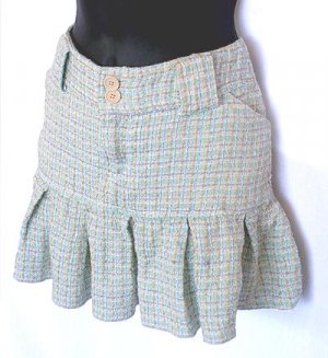 AEROPOSTALE Light Blue Boucle Tweed Pleated Schoolgirl Skirt Size 9/10