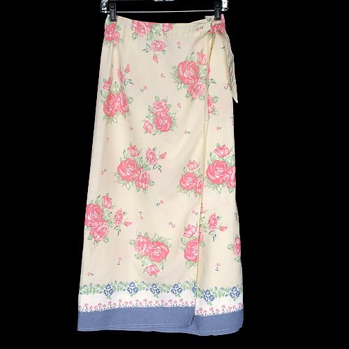 Susan Bristol Yellow Rose Print Wrap Skirt Women's Size 1 (1W) 1X