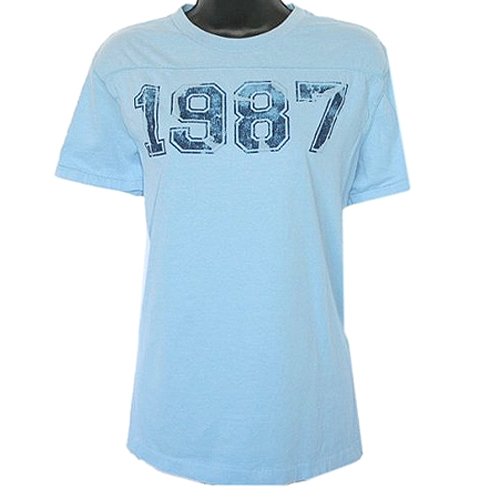 Aeropostale 1987 Football Style T-Shirt Light Blue Size Women's Size Large (L)