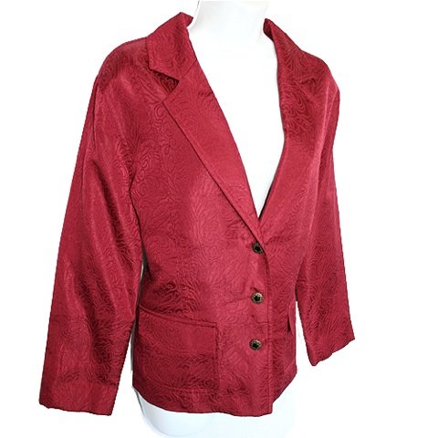 chico s burgundy jacquard print blazer jacket size 2 medium large m l or 12 14 chico s burgundy jacquard print blazer jacket size 2 medium large m l or 12 14