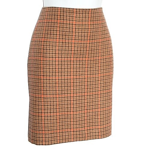 MICHAEL by MICHAEL KORS Melon/Tan/Brown Check Career Skirt Size 4 (Small) S