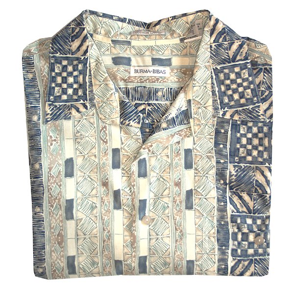 Burma Bibas Thin Cotton Lawn Short Sleeve Summer Shirt Men's Size Large (L)