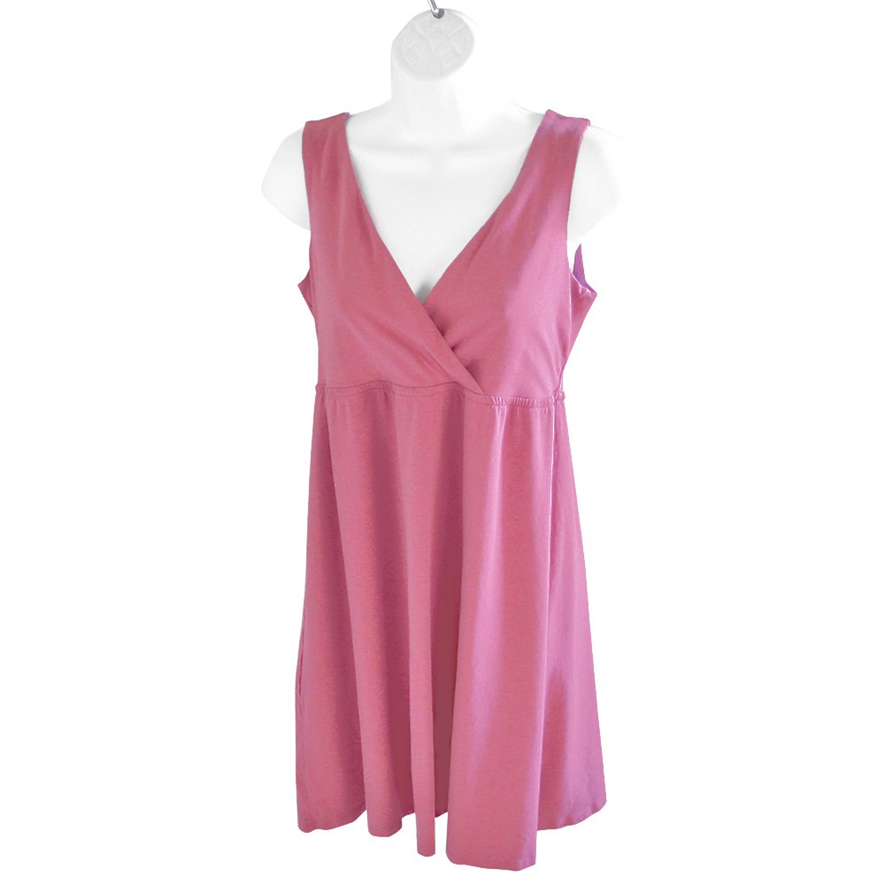Garnet Hill Surplice Wrap Bust Comfy Soft Mauve Sun Dress Sundress XS (Fits Like Women's Small)