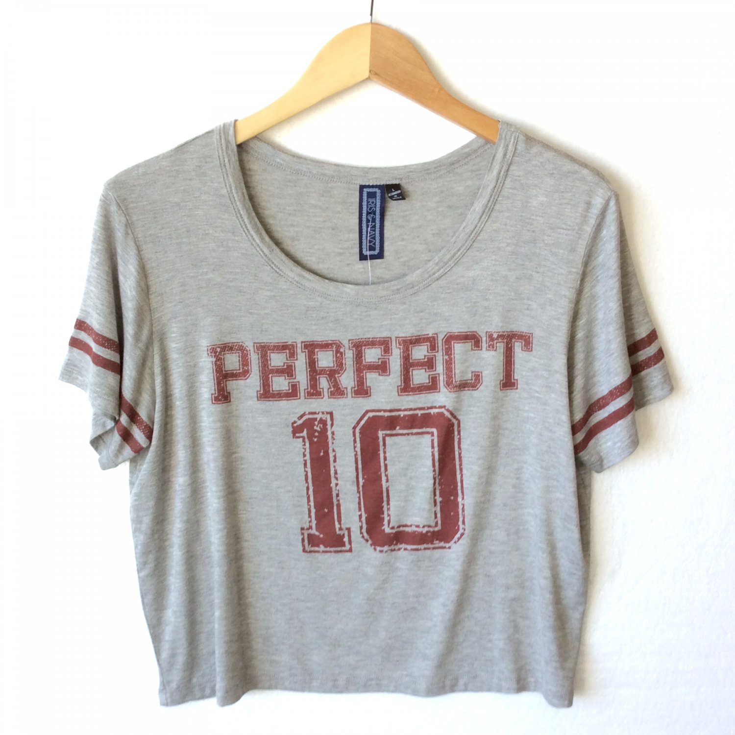 Soft Stretchy Boxy Crop Cropped Tee T-Shirt Tshirt "Perfect 10" Women's Size Large (L) New