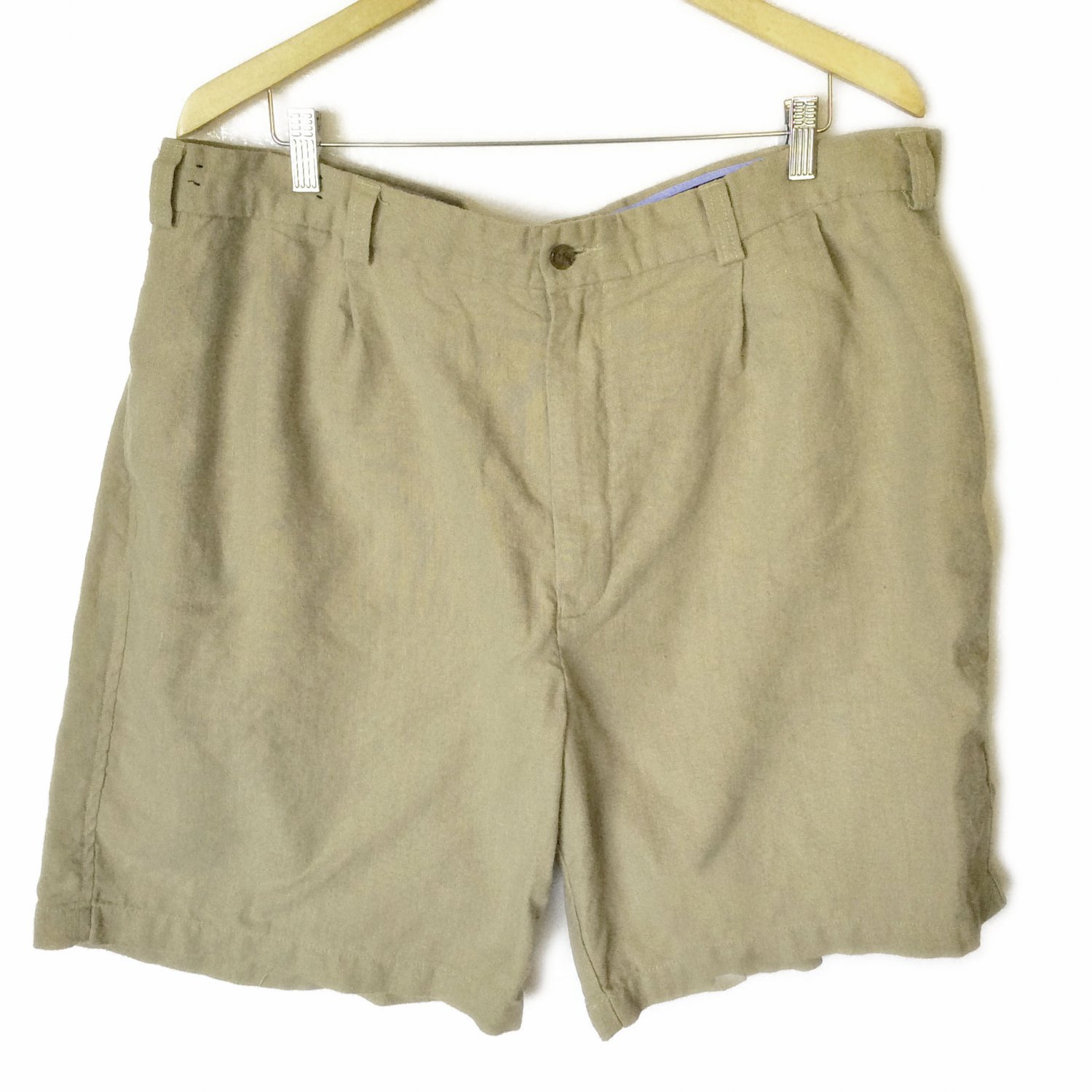 Daniel Cremieux Classic Slub Linen Golf Shorts Khaki 8.5" Inseam Men's Size 40 (XL)