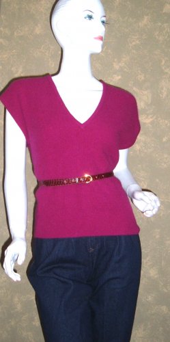 Vintage Fuchsia Pink Angora Sweater Vest Vneck Top M ps
