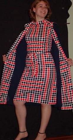 Vintage Mod Navy Coat with Dotty Sleeveless Dress NWT B34 Medium