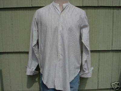mens vintage 30's Shirt Collarless French Cuffs L Cotton