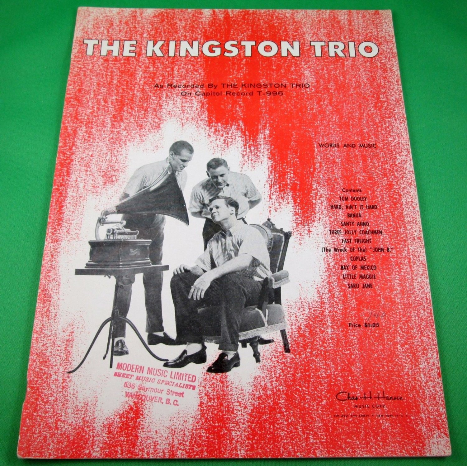 THE KINGSTON TRIO Piano/Vocal Song Book © 1959 11 Songs