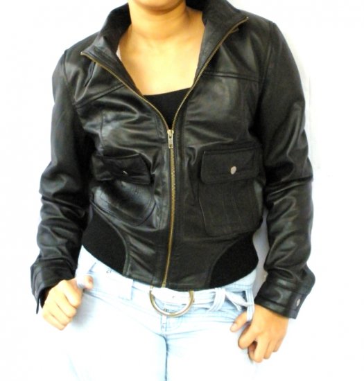 NWT Women's Bomber Style Leather Jacket Style 2100