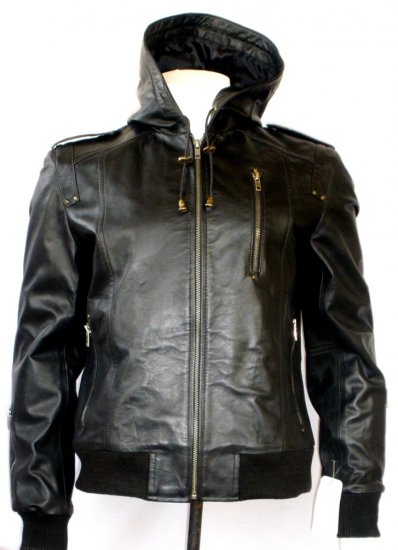 NWT Men's Hooded New Age Bomber Leather Jacket Style # M6