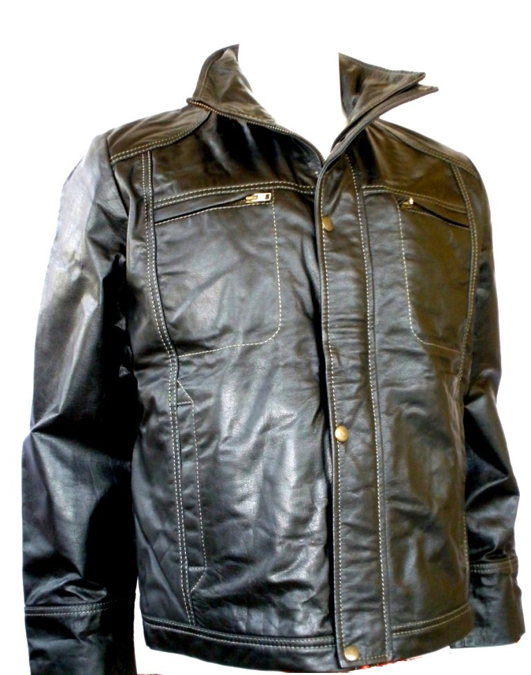 NWT Men's High Neck Leather Jacket Style M50