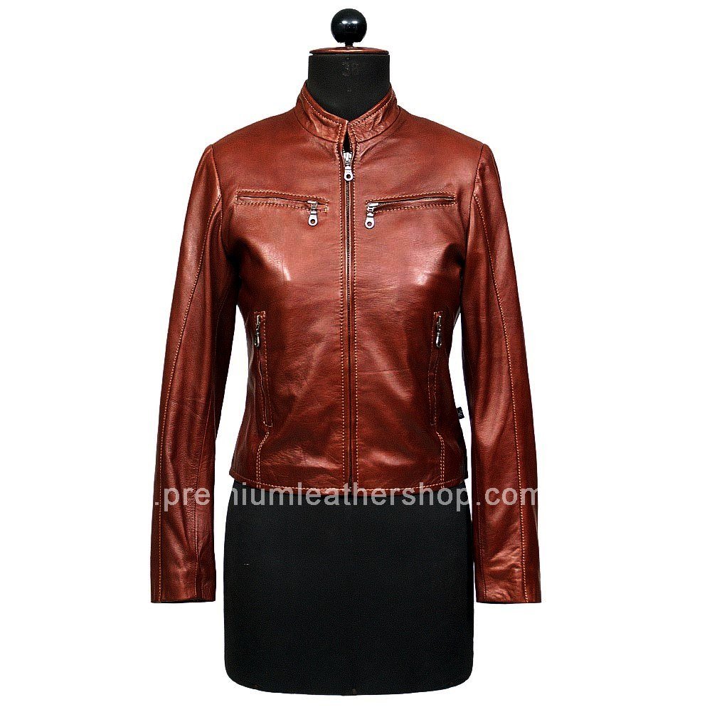 NWT Women's Retro Biker Leather Jacket Style 27F