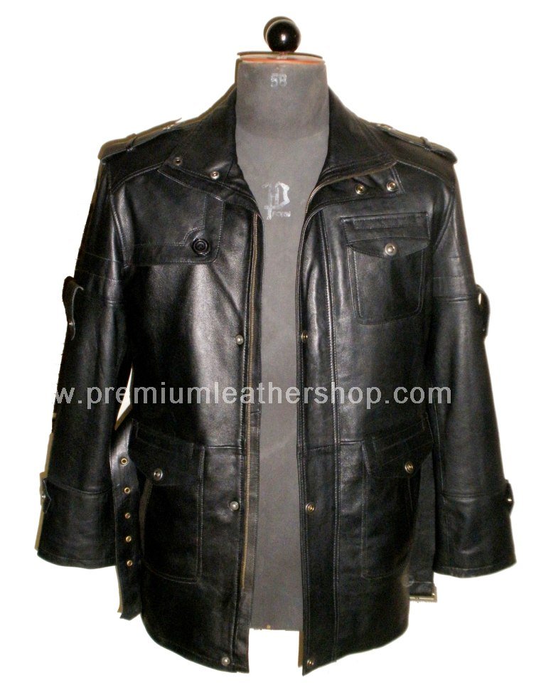 NWT Men's High Neck Bomber DNA Leather Jacket Style MD-13