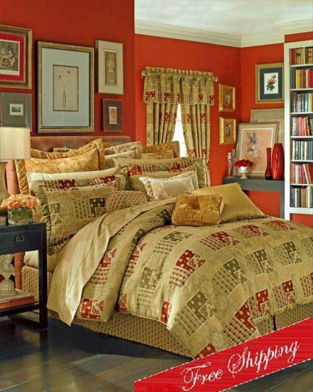 4PC Spiced Ginger Chenille Jacquard Comforter Set QUEEN