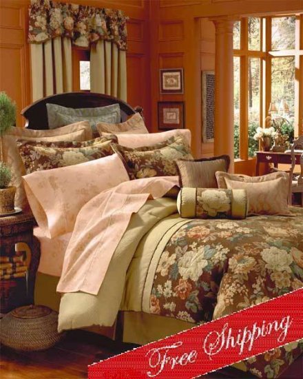4PC Debussy Floral English Garden Comforter Set QUEEN