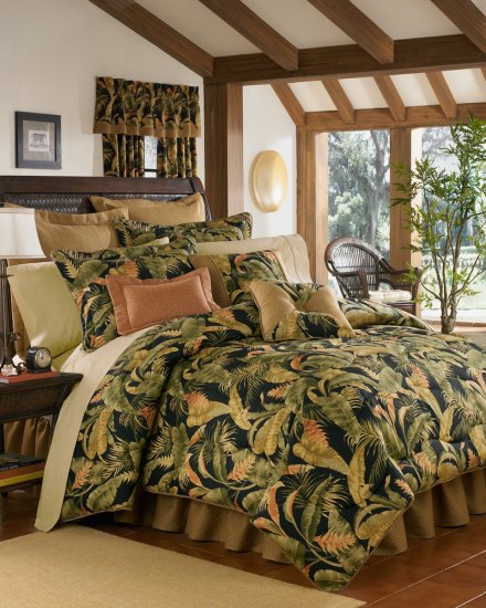 3PC Tropical Island Palms La Selva Twin Comforter Bedding CST3050