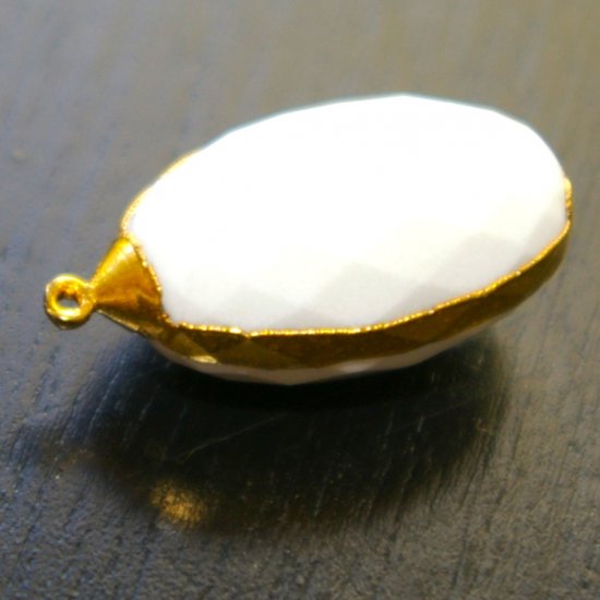 Gold Edged White Jade Barrel Pendant