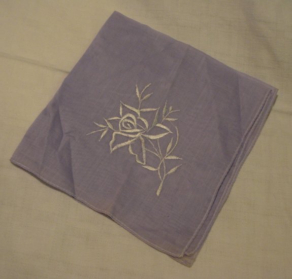 2 Embroidered hankies lavender and blue unused vintage hanky ll2213