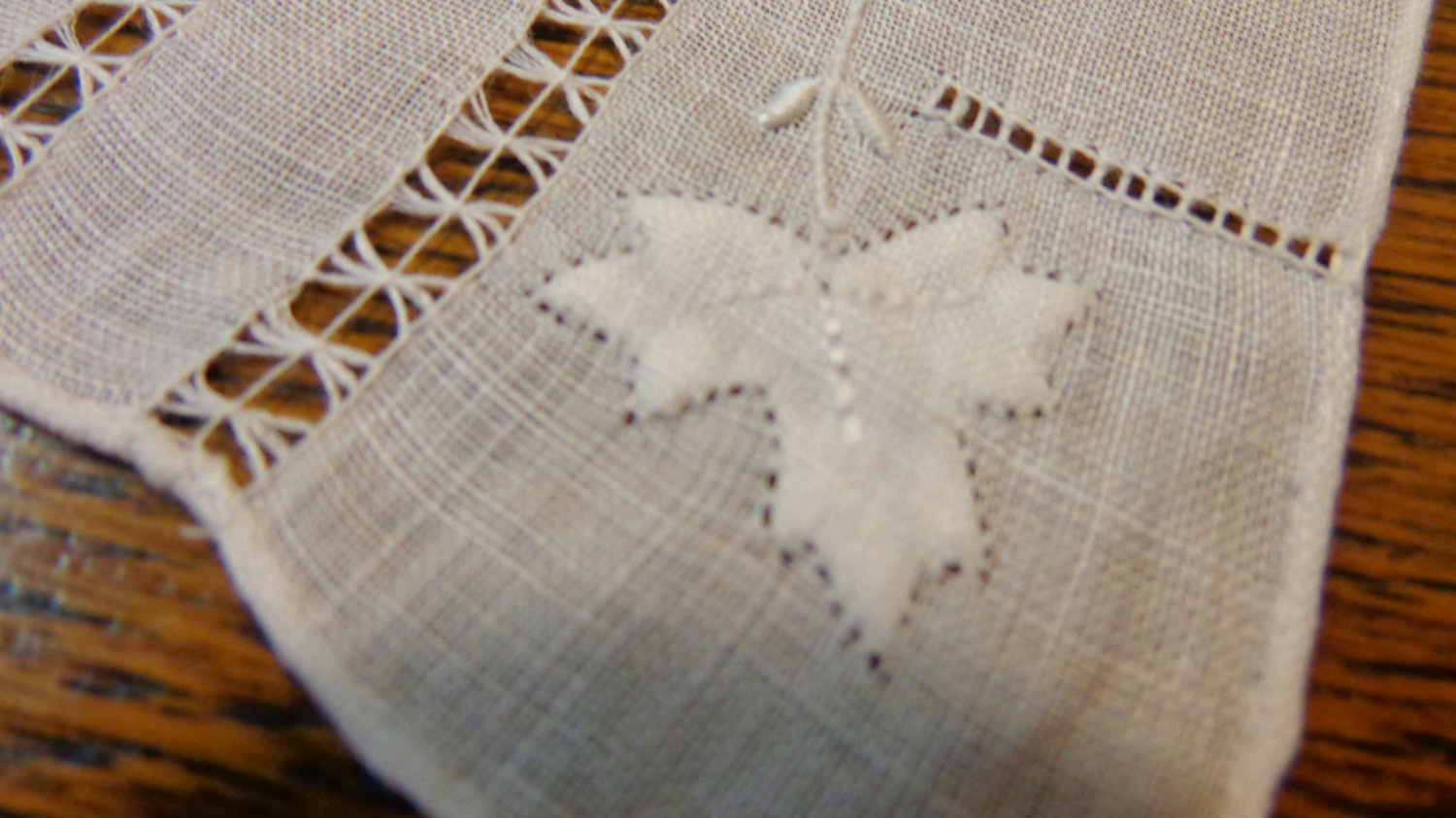All handmade white linen hanky threadwork applique weddings or tuck in evening bag ll3411