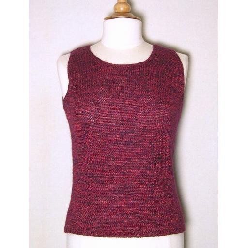 Maroon & Gold-Tone Knit DANA BUCHMAN Shell Top- Size S