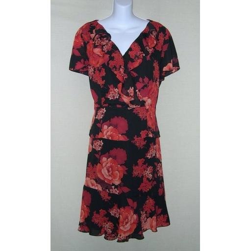Black Floral NORTON McNAUGHTON 2-Pc Dress- Size 10/ 12