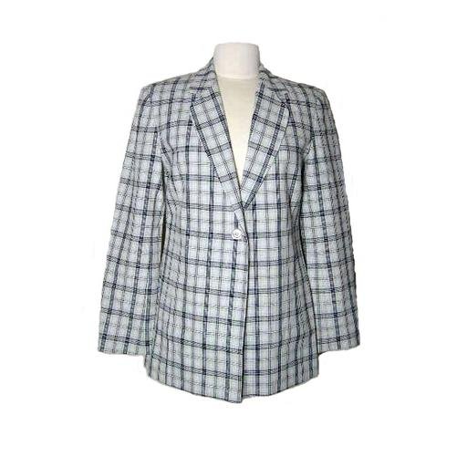 New ADOLFO Tan/ Black Linen Blend Blazer- Size 4