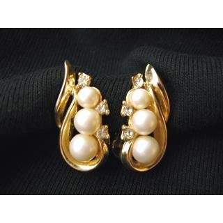 Vintage Signed TRIFARI Faux Pearl Earrings