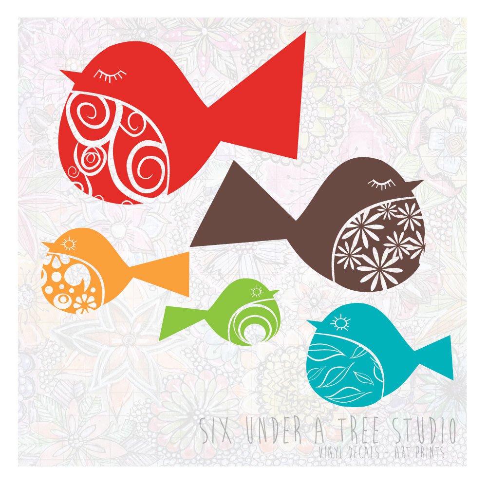 Fancy Birds Wall Vinyl Decals Art Graphics Stickers