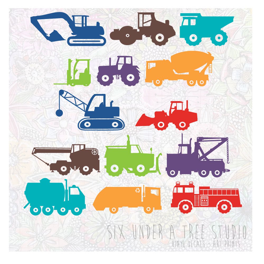 CONSTRUCTION TRUCKS VOL 1-2 WALL VINYL DECALS ART GRAPHICS STICKERS