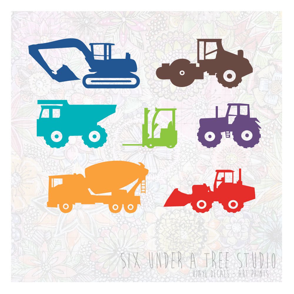 CONSTRUCTION TRUCKS WALL VINYL DECALS ART GRAPHICS STICKERS
