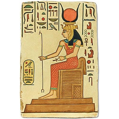 Hathor Seated on Throne Relief wall plaque