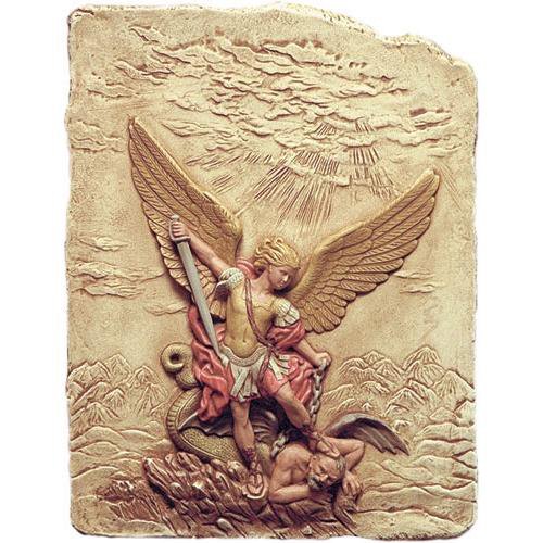 Archangel Michael Slaying the Devil Wall Relief, Color