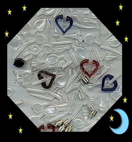WHOLESALE GLASS VIALS PENDANTS~CHARMS ASSORTMENT (50)