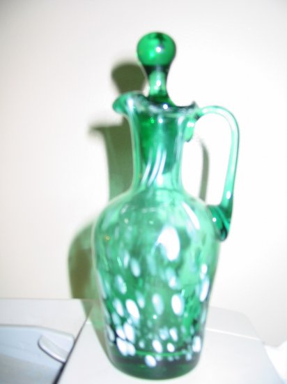 Hand Blown Cruet With Stopper Green