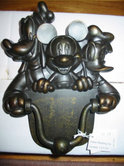 Disney Door Knocker Mickey Mouse Goofy Donald Duck In Original Box
