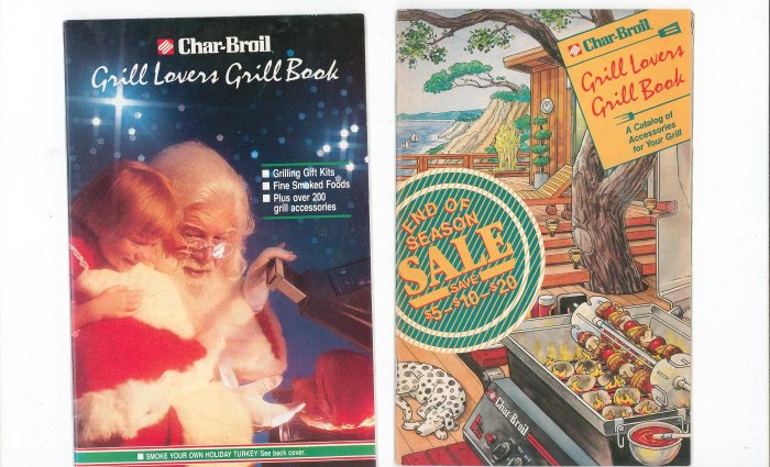 Lot Of 2 Char Broil Grill Lovers Grill Book Catalog 1990