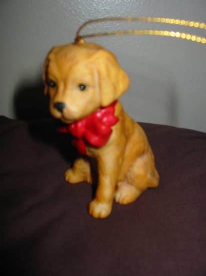 Schmid Gordon Fraser Dog Ornament Dated 1988 Red Bow