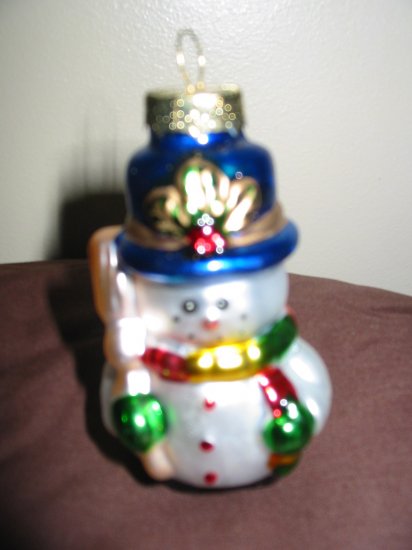 Snowman Glass Christmas Ornament Snow Man