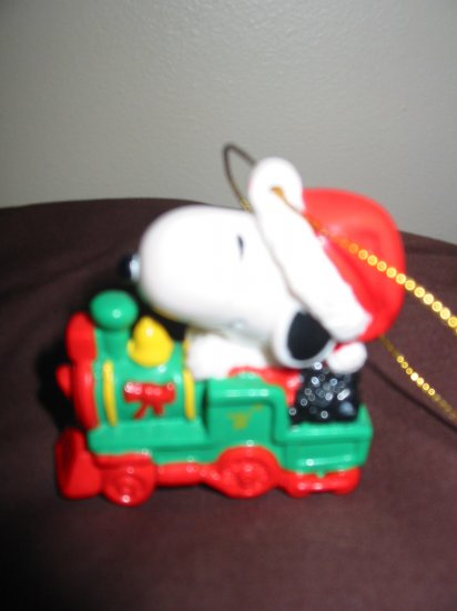 Snoopy On Train Christmas Ornament