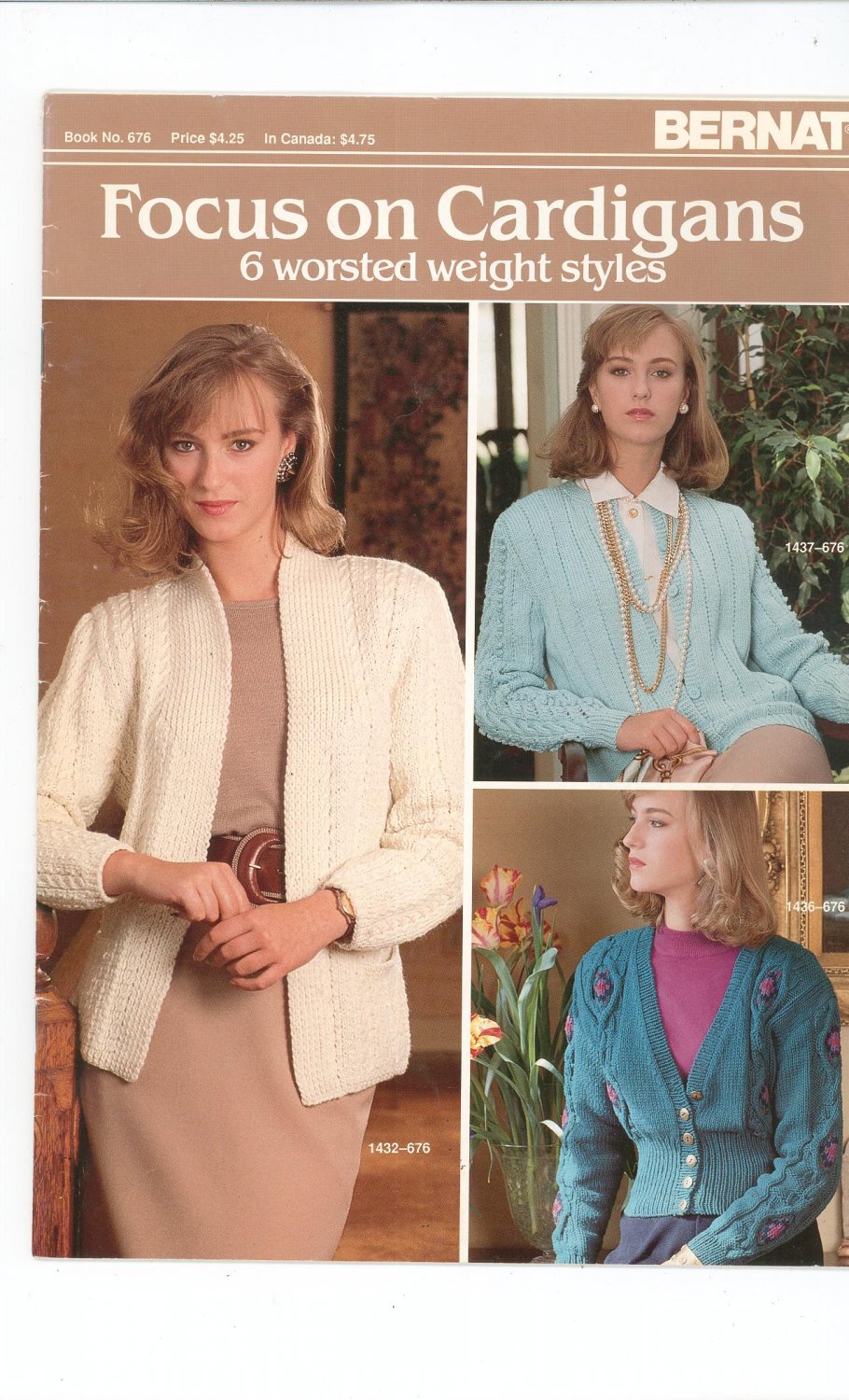 Focus On Cardigans Book No. 676 by Bernat Knitting 6 Worsted Weight Styles