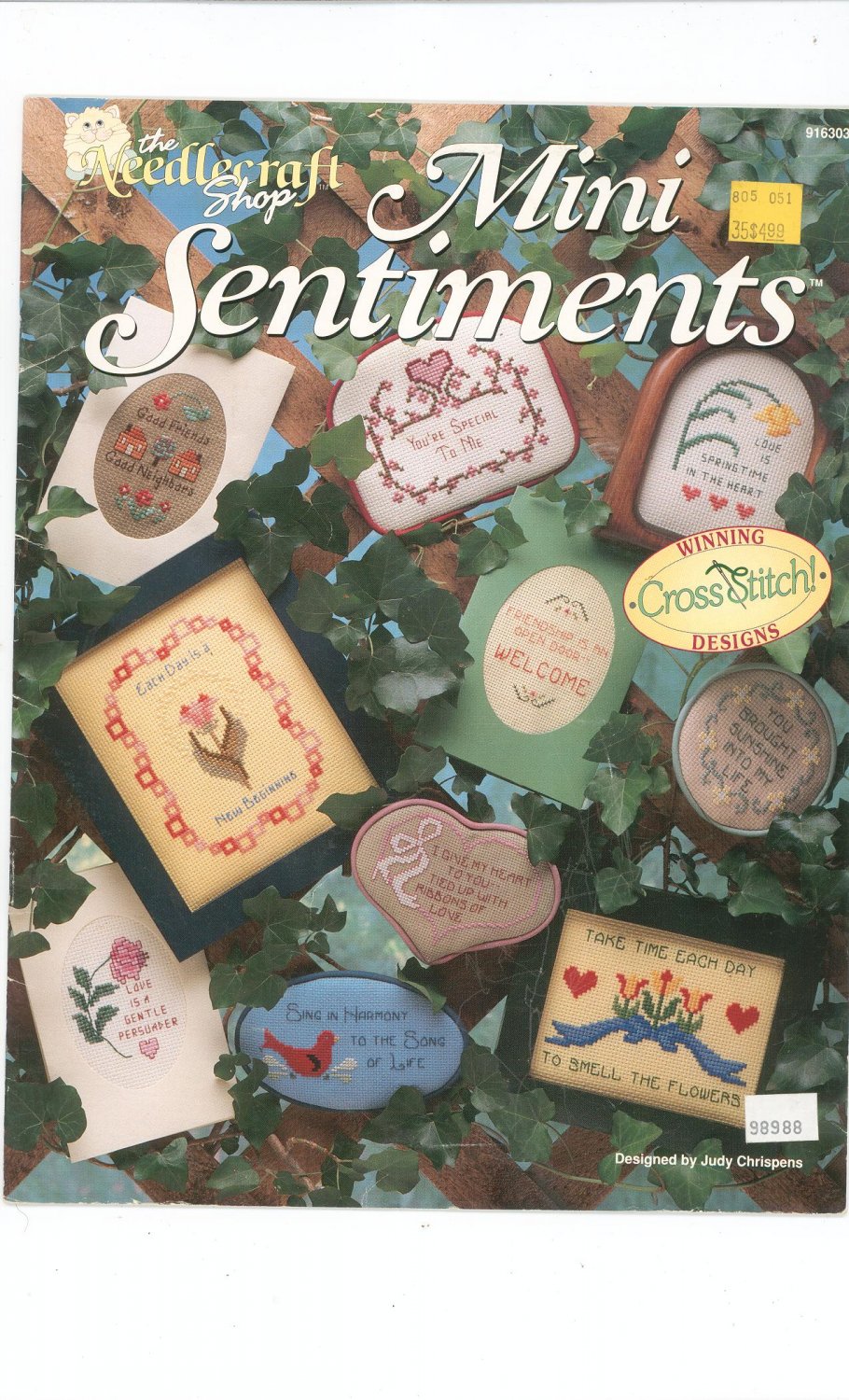 Mini Sentiments Needlecraft Shop 916303 Cross Stitch Judy Chrispens 1991